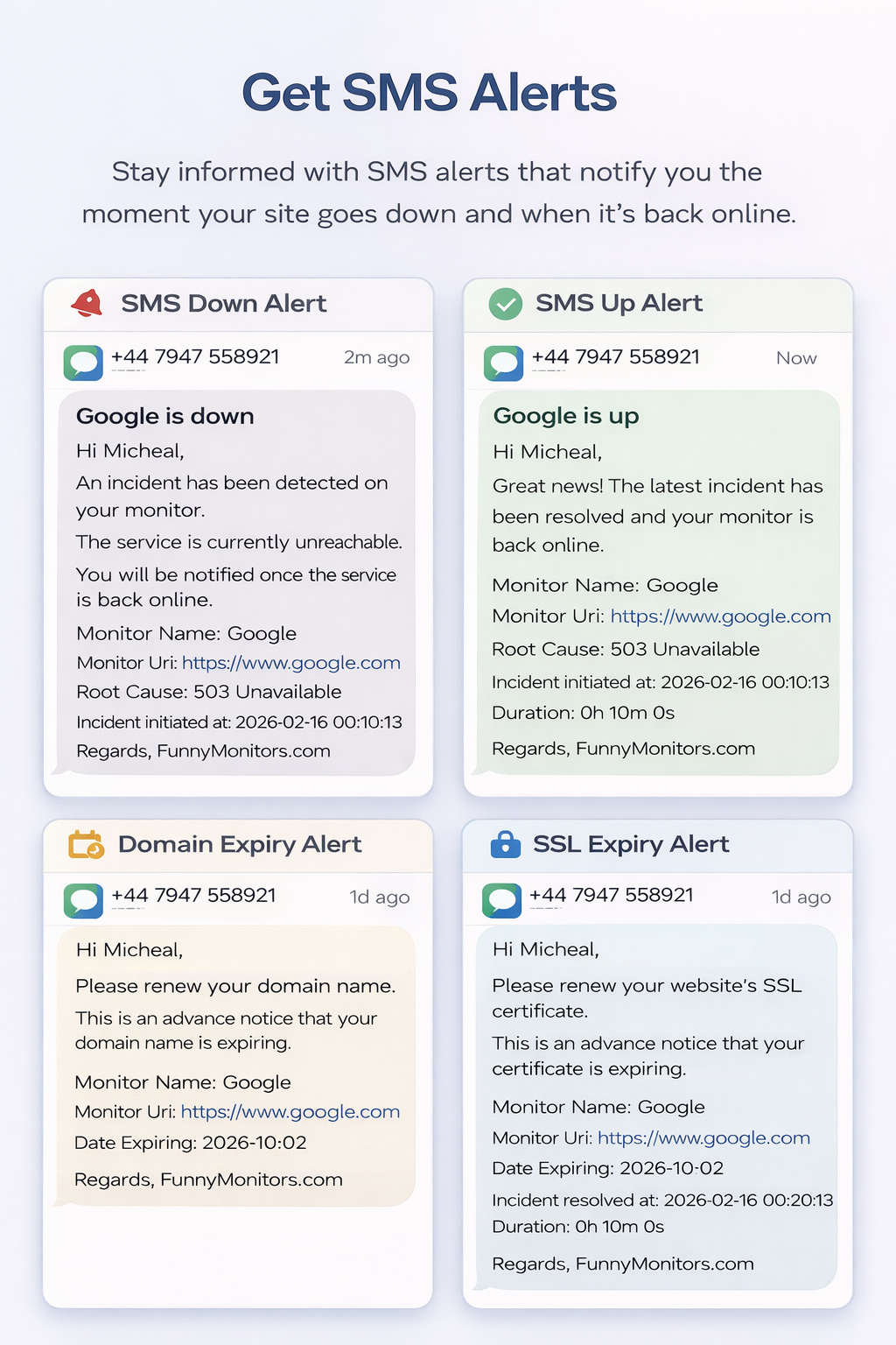 sms uptime notifications