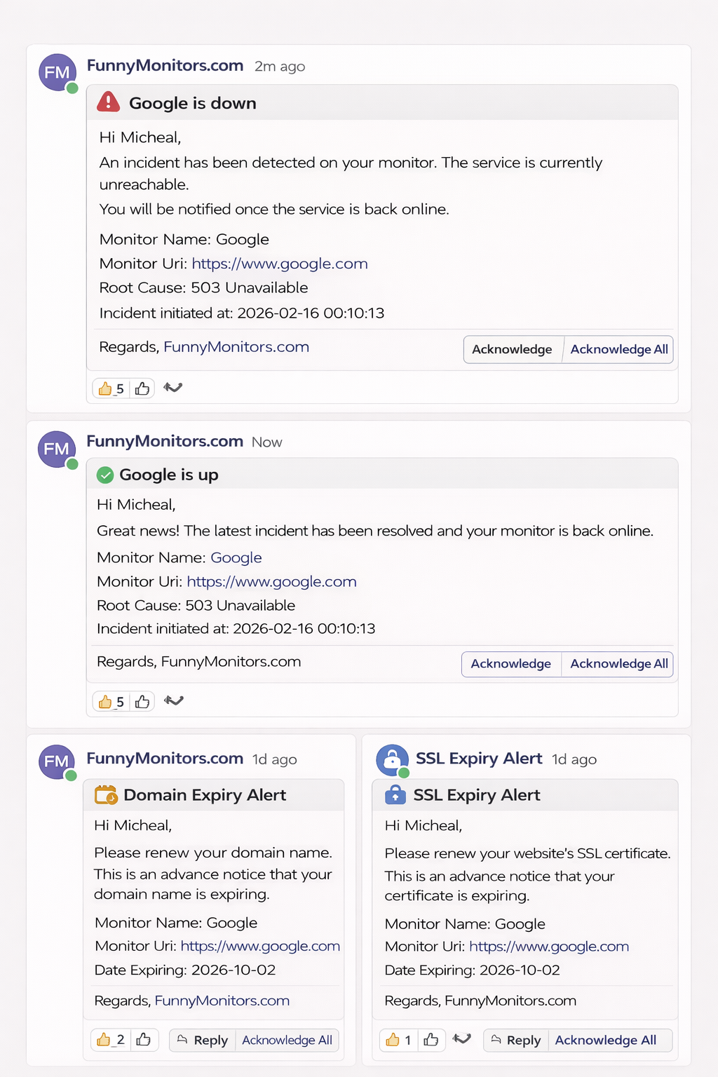 microsoft teams uptime notification